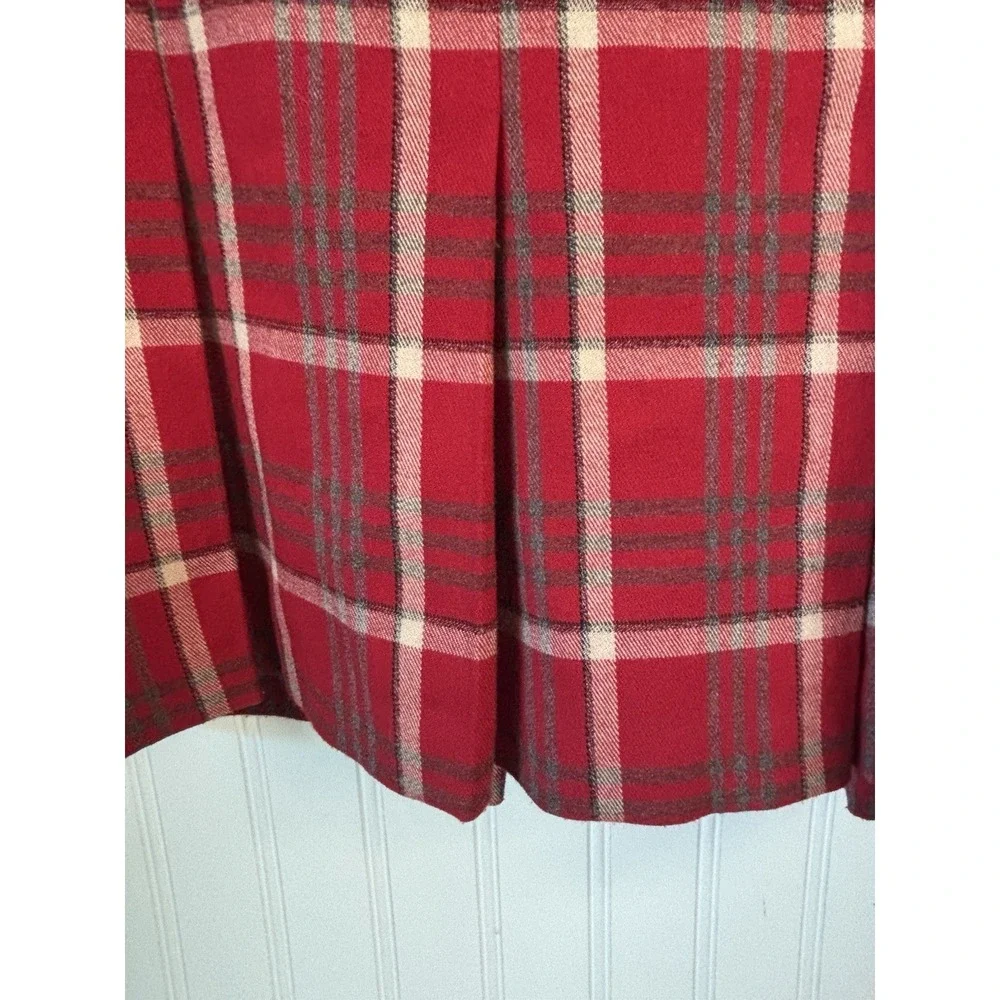 CAbi Pleated Skirt 12 Red Plaid Side Zip Academia Classic Preppy USA
